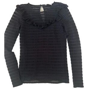 Parker black ruffle sheer top